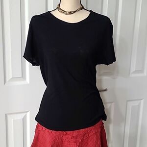 ⭐️3 /$35 ⭐️ Black Heathered Cotton Modal Blend Comfy Cool Tee sz XS
